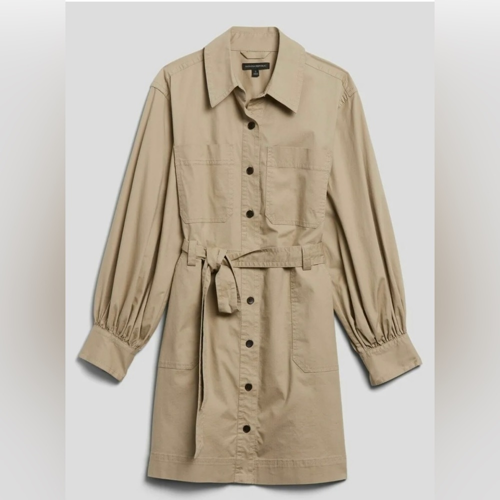 Banana Republic Safari Mini Shirt Dress Color: Tan